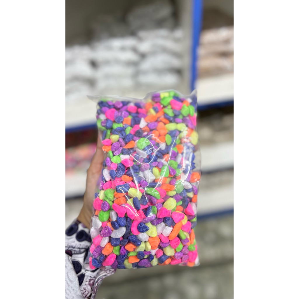 Batu Warna Warni Aquarium - Batu Hias Aquascape Pancawarna - Kerikil Hias Pot Tanaman