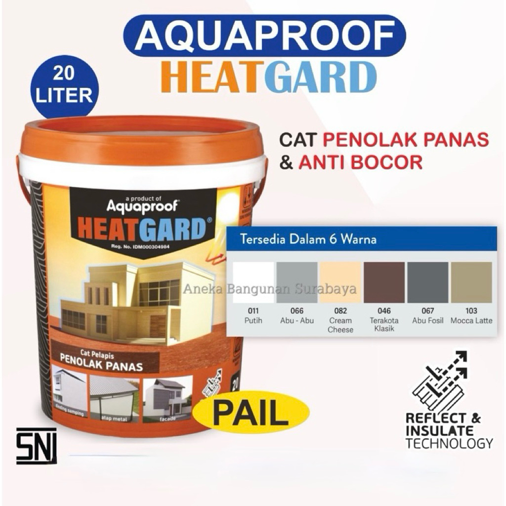 Aquaproof HEATGARD pail 20kg cat anti panas anti bocor | cat pelapis genteng waterproof heat gard gu