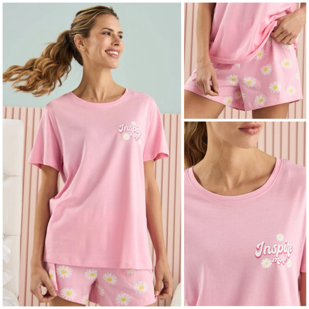 MAX SALE, 2 Piece Daisy Pink Pyjamas Set