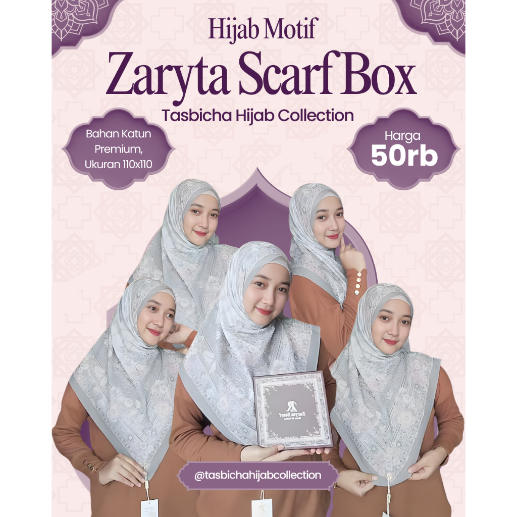 Hijab Segiempat Zaryta Scarf Free Box // Segiempat Motif Zaryta Scarf Free Box