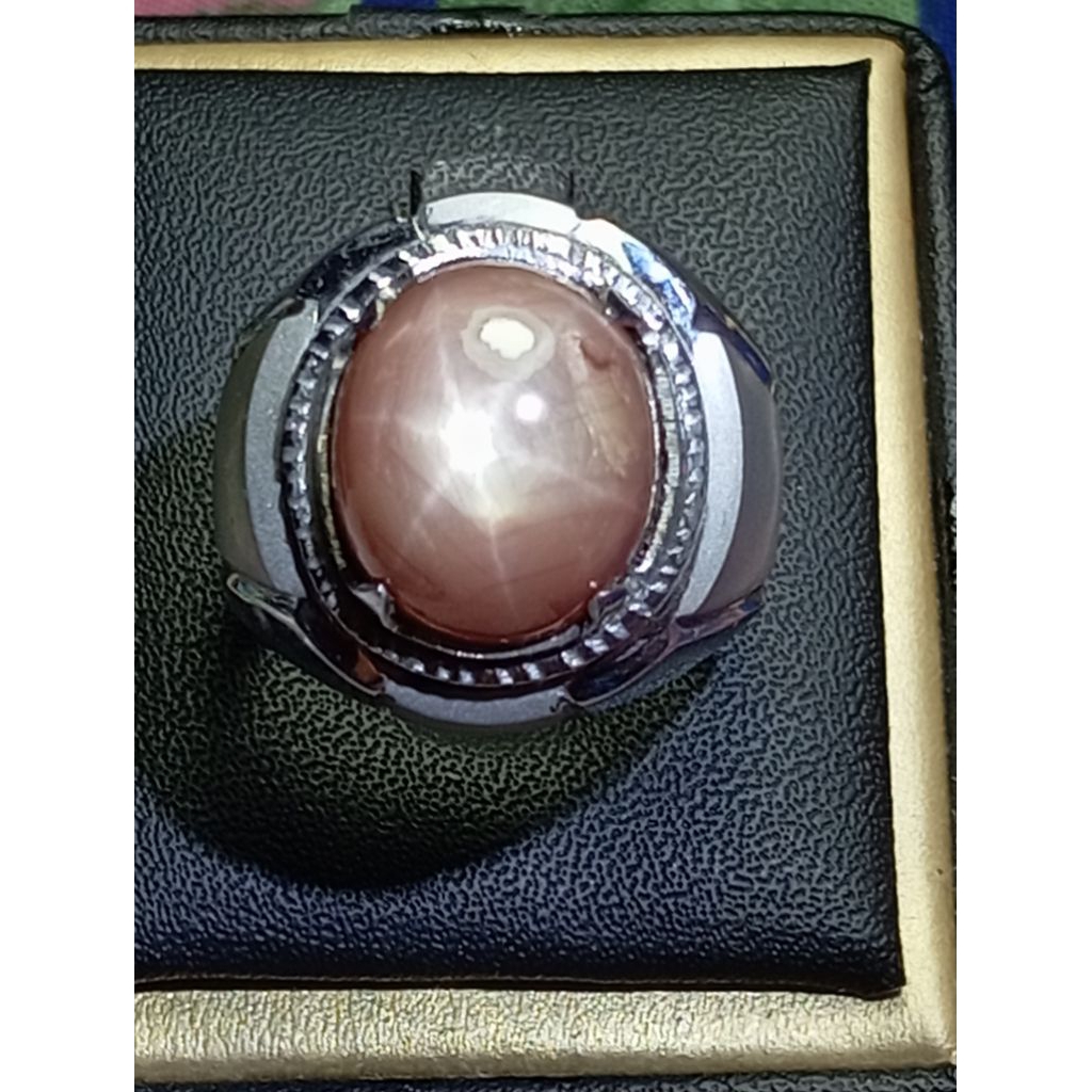 Cincin Mata Batu Natural Red Ruby Star Payung Tajam Sekali Big Size Premium (Kolektor Item)