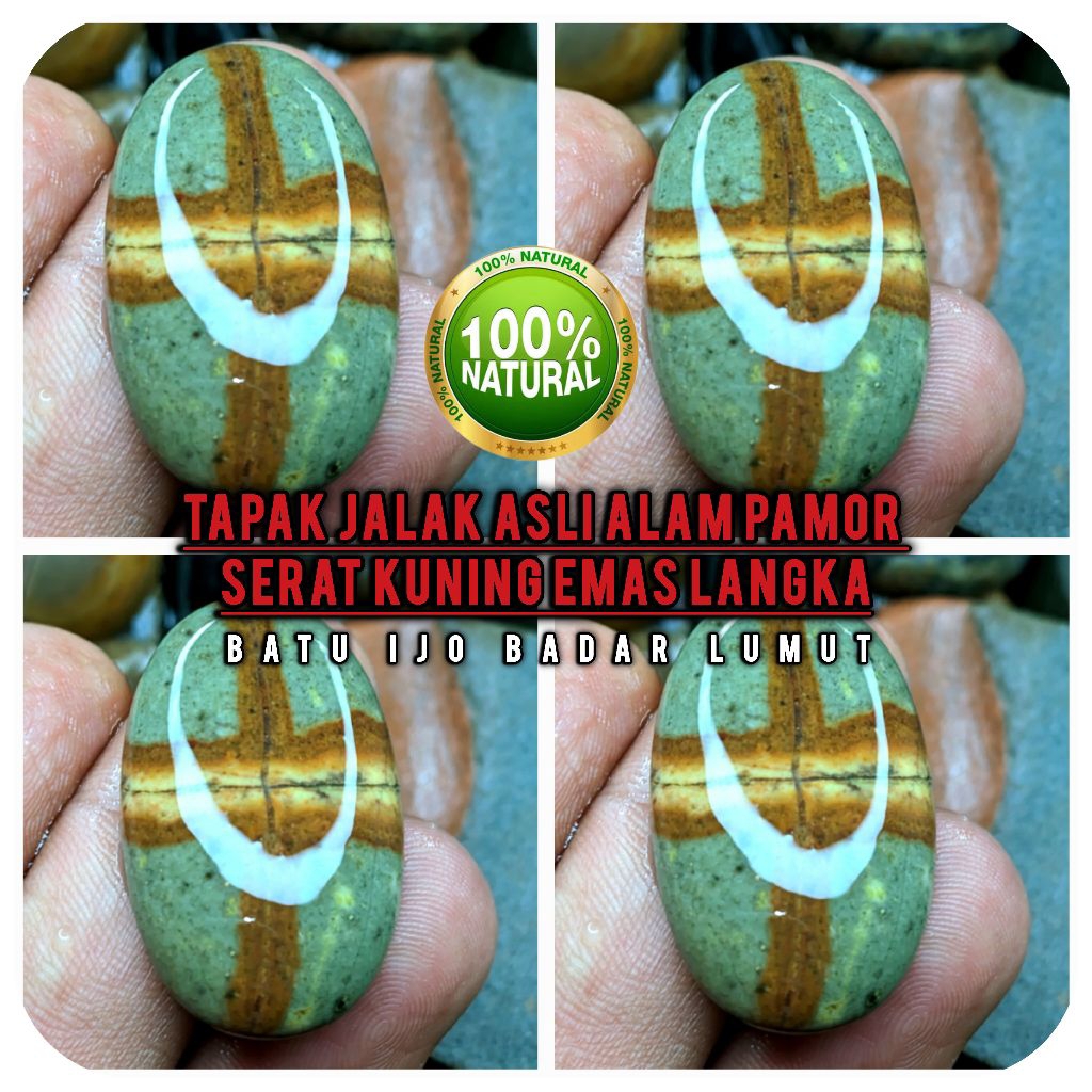 Batu Tapak Jalak Serat Emas Asli Alam