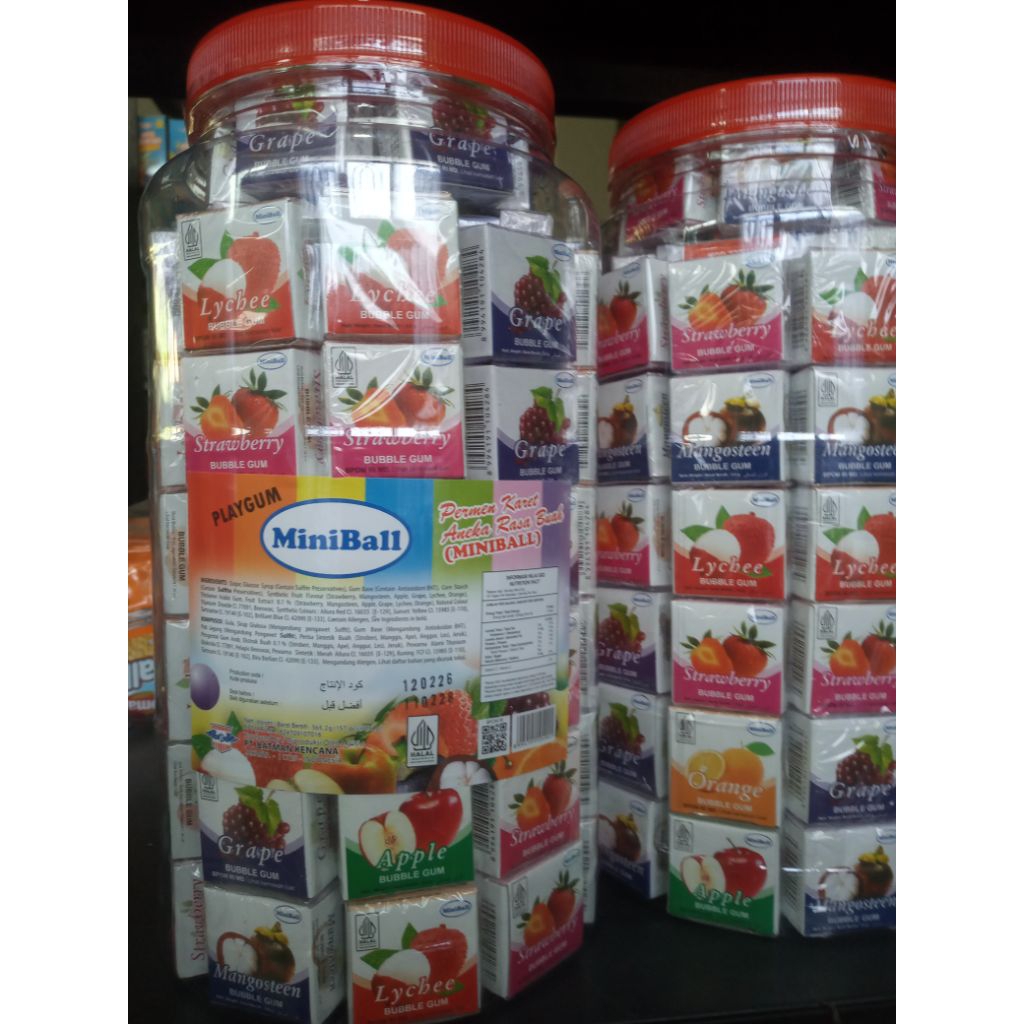 Permen karet MiniBall playgum 1 toples isi157pcs
