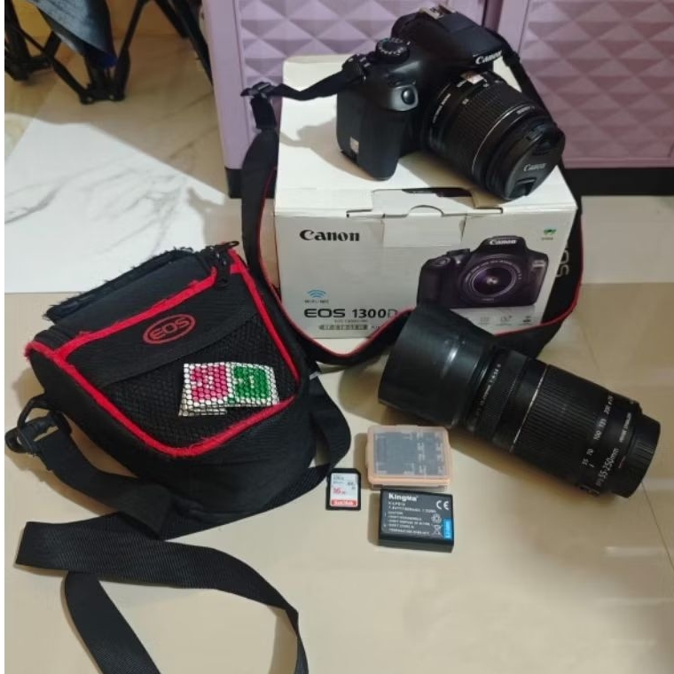 KAMERA CAON / CAMERA CANON 1300D + LENSA TELE CANON 55-250MM IS II