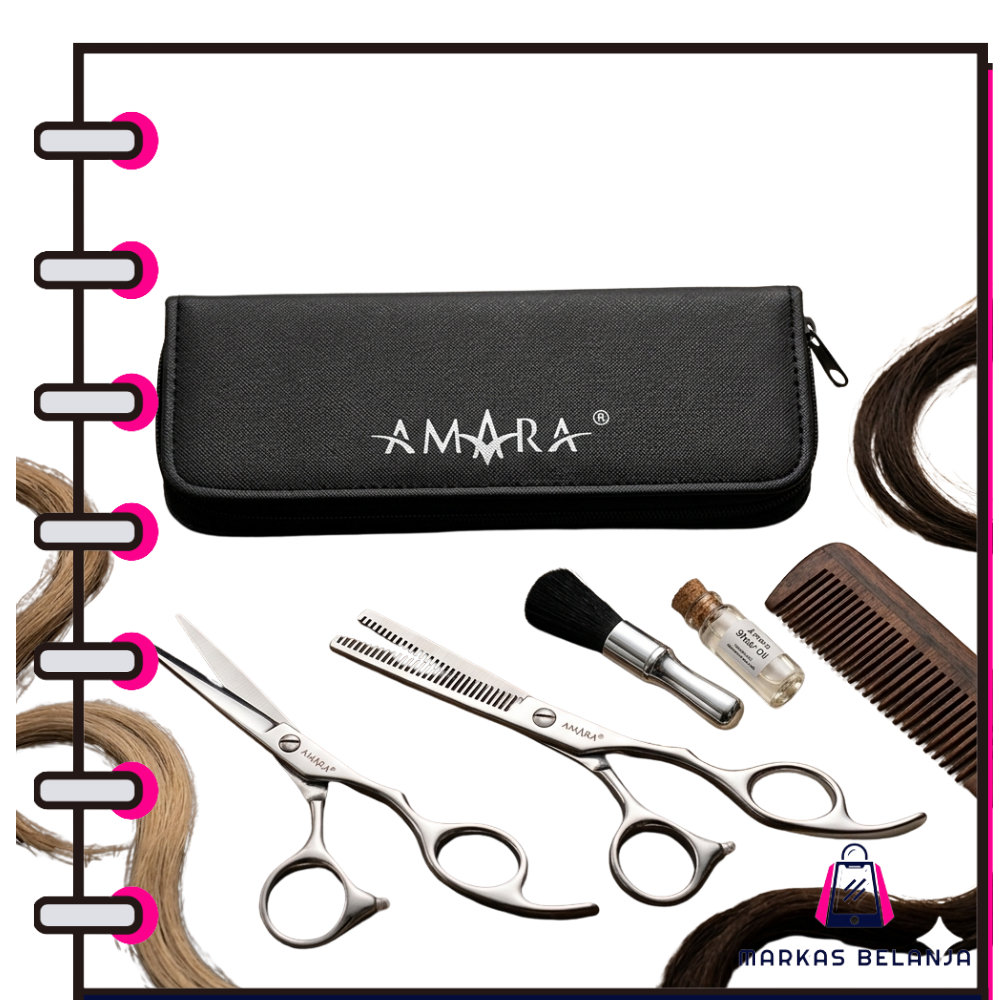 MARKAS Gunting Rambut Set Amara AM ZA 112 (Gunting Potong & Gunting Sasak) Y8203