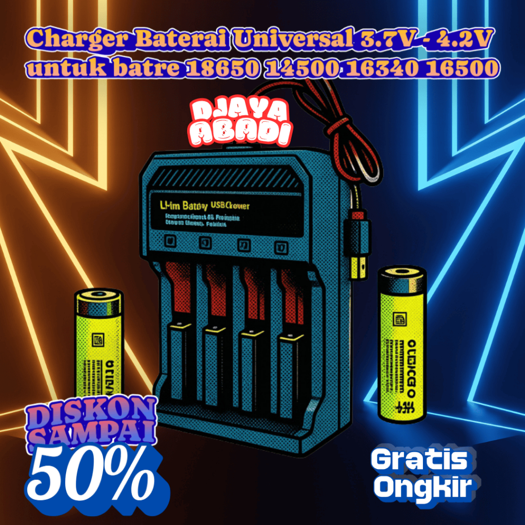 Alat Charger Baterai 3.7V - 4.2V Untuk Batre 18650 14500 16340 16500 4 Slot Taffware  Pengisian Cepa