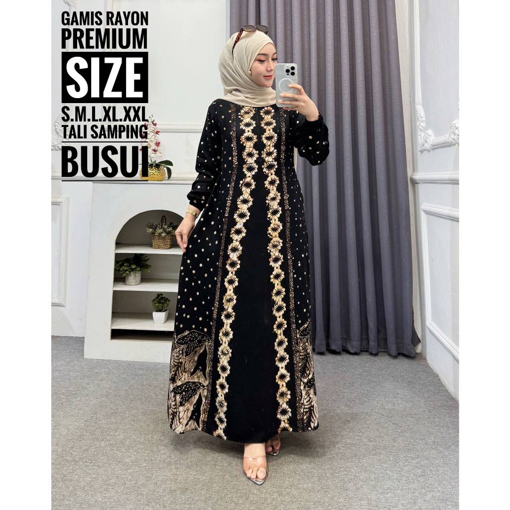 Gamis Rayon Twill Terbaru Pekalongan Cap Busui Jumbo Homedress Kekinian Batik Usman - Motif Pandawa
