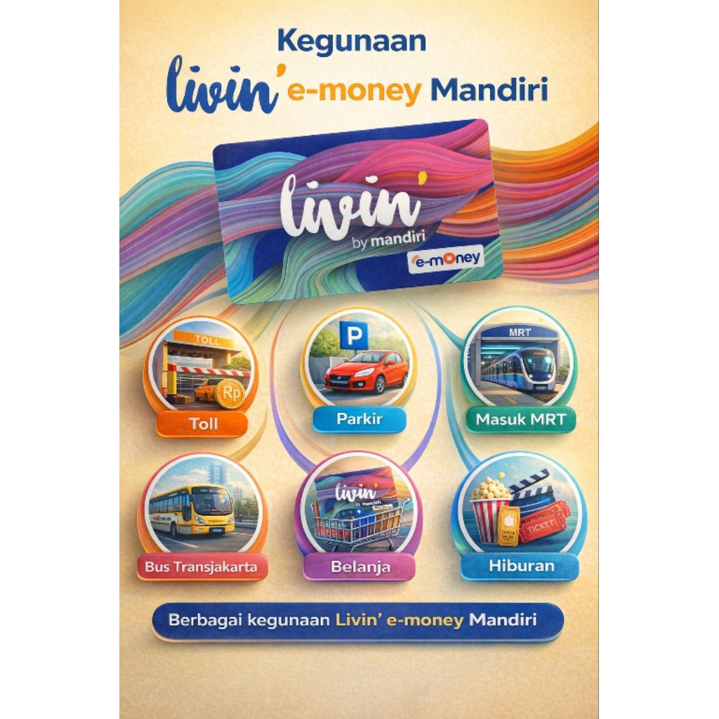 Kartu emoney Mandiri Livin Multifungsi | Kartu Tol Elektronik livin Mandiri | emoney livin mandiri o