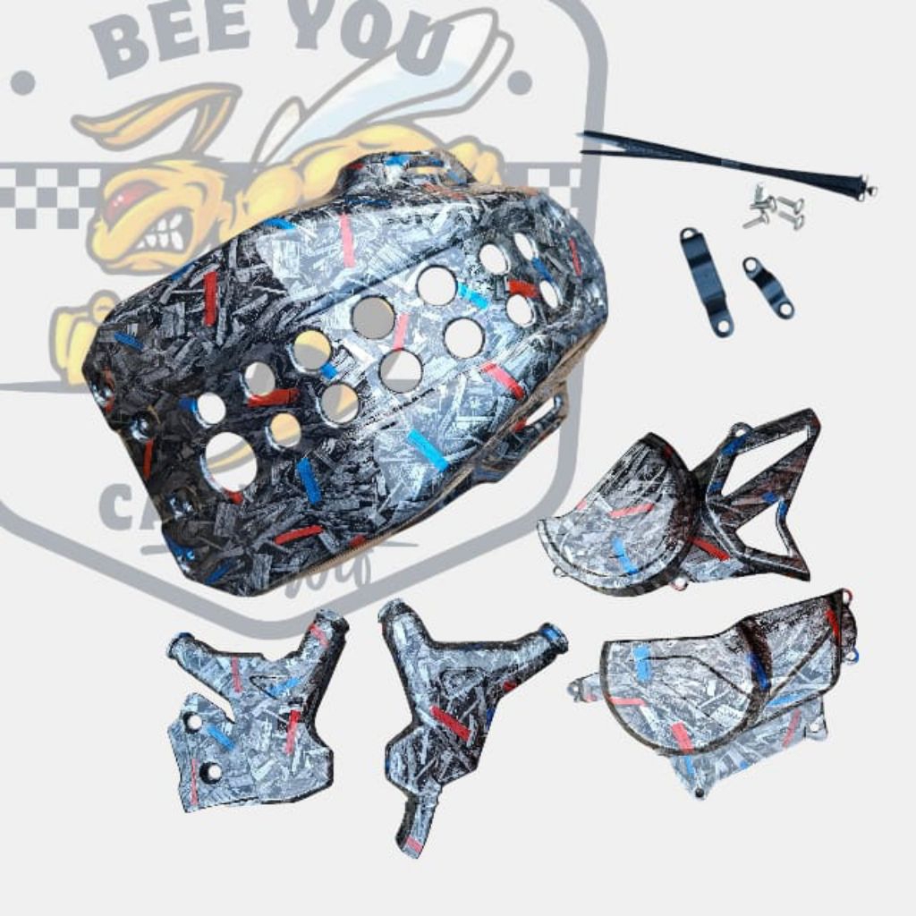 TUTUP MESIN Motor Honda CRF 150L Fullset Fullset paket "3pcs" Carbon FORGED WARNA blue red tutup mes