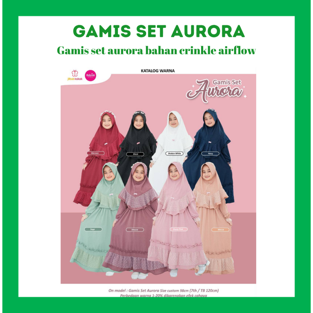 GAMIS SET AURORA - BABYJAB - MATT CRINGKEL AIRFLOW PREMIUM - GAMIS SET ANAK