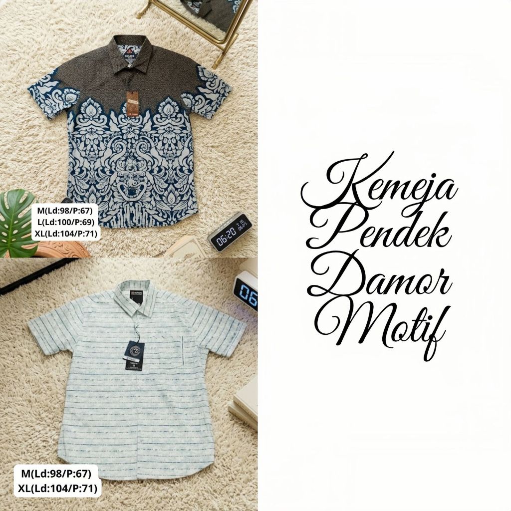 KEMEJA COWOK DAMOR PENDEK ORIGINAL