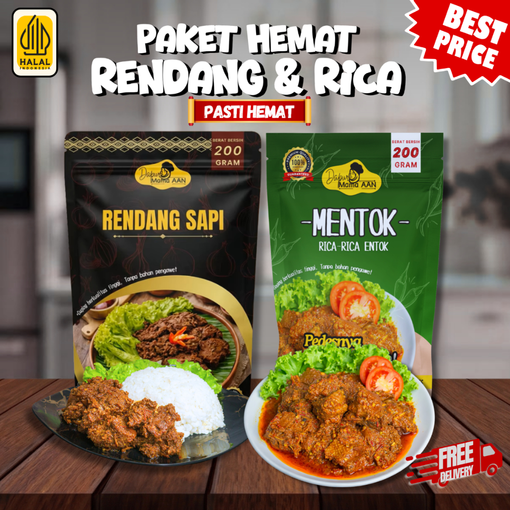Combo Rendang Sapi + Rica Mentok Siap Makan - Dapur Mama Aan