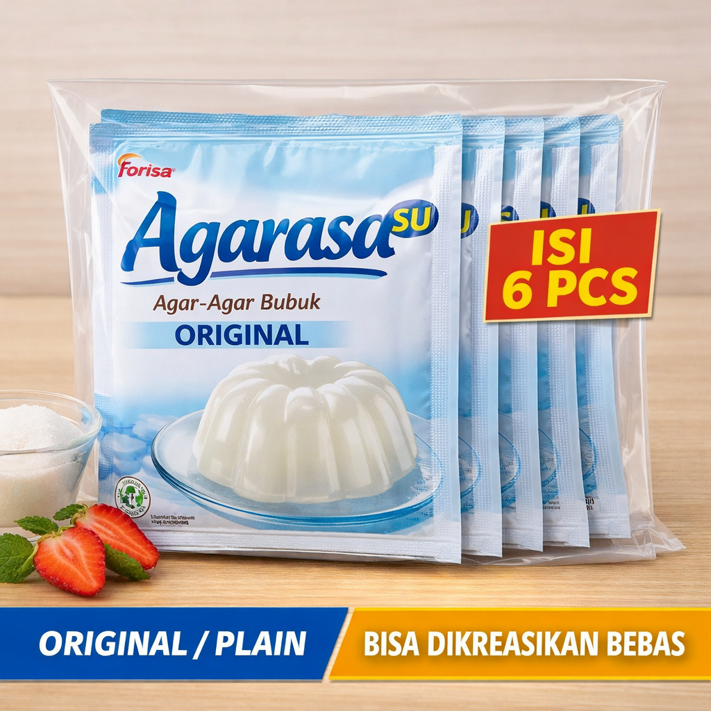 Agarasa Agar-Agar Bubuk Original 1 Pack (6 pcs) | Plain Tanpa Rasa | Jelly Powder Forisa