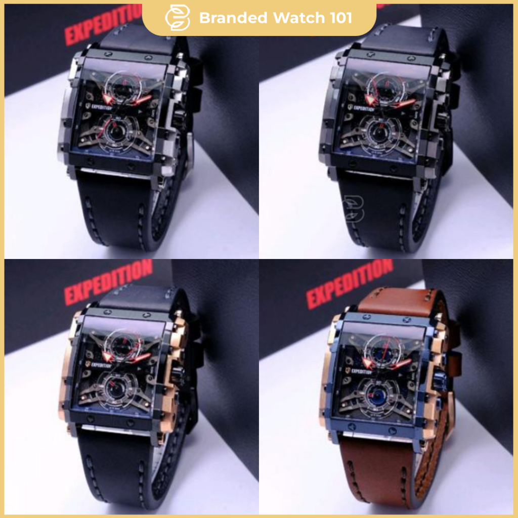 ORIGINAL Jam Tangan Pria Expedition EXP 6757 / EXP6757 / E 6757 / E6757 / 6757 Genuine Leather Strap