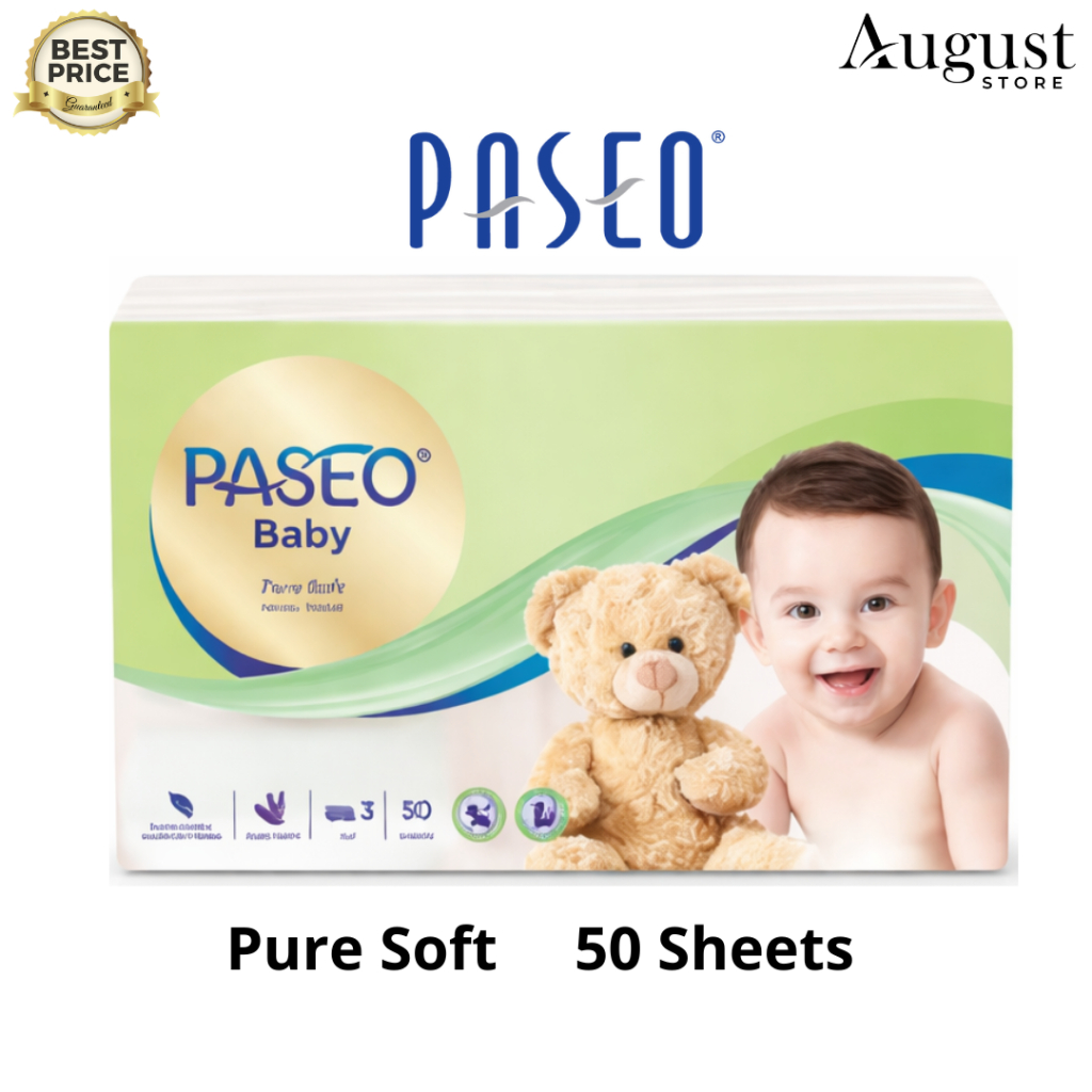 Tisu Tissue Paseo Baby Pure Soft Isi 50 Sheets / 3 Ply / Tisu Bayi / Tissue Paseo Baby Lembut