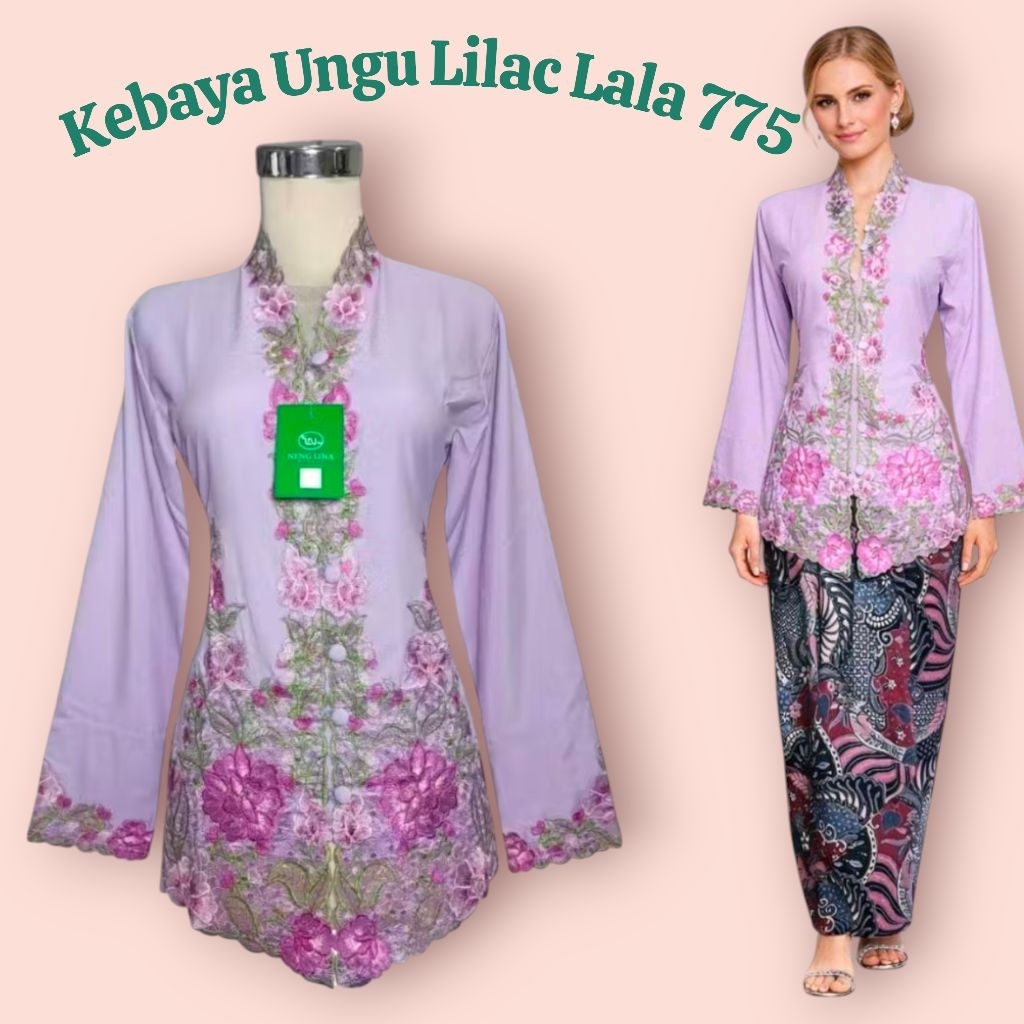 Kebaya Kartini Encim Ungu Lilac Lala 775 eksklusif