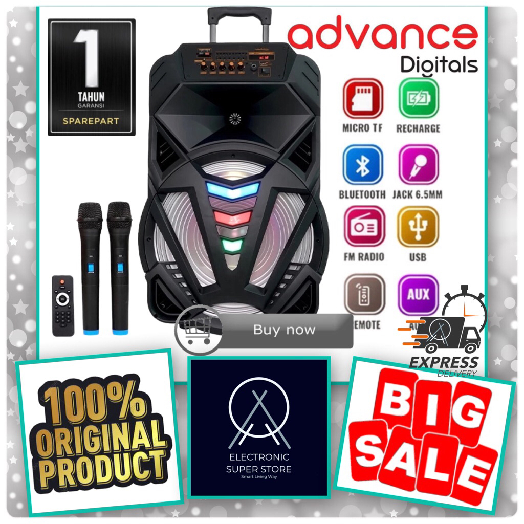 SPEAKER MEETING ADVANCE K1501N K-1501 K 1501N PORTABLE SPEAKER BLUETOOTH 15 INCH FREE 2 MIC ADVANCE 
