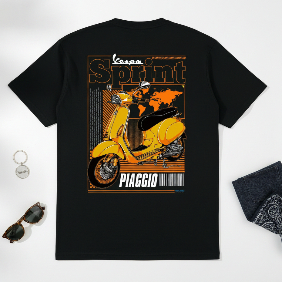 SAKAZUKI Kaos Vespa Sprint Matic Scooter Baju Distro Streetwear Otomotif Matic Keren Premium