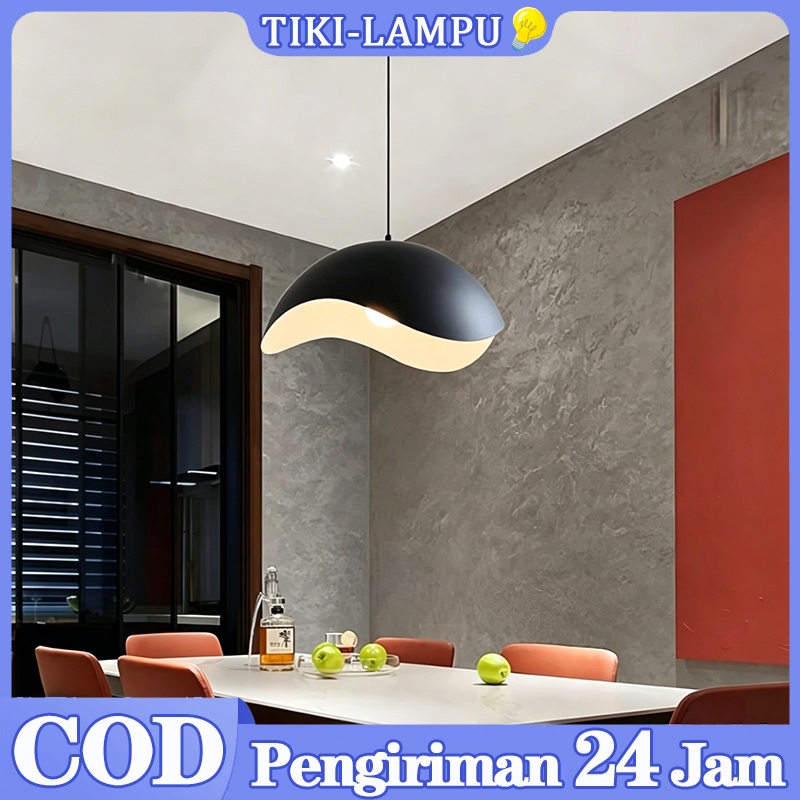 Lampu Gantung Cangkang Telur Besi Lampu Gantung Ruang Makan 30cm E27 3 Warna Ruang Tamu Hitam Abu-Ab