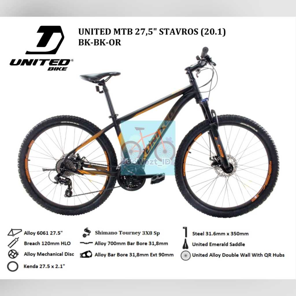 Sepeda Gunung MTB Ukuran 27.5 United Stavros | High Quality