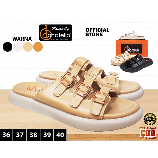 DONATELLO OI RI sandal flip flop wanita sol tebal gesper anti slip casual perempuan dewasa Original