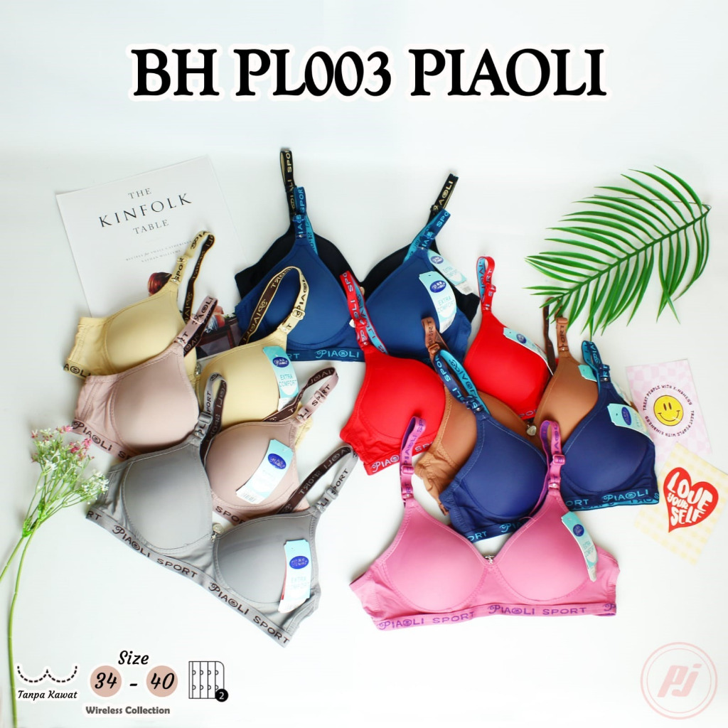 BRA PIAOLI PL003 BRA TANPA KAWAT CUP A KECIL BUSA SEDANG KAIT 2 SIZE 34-40