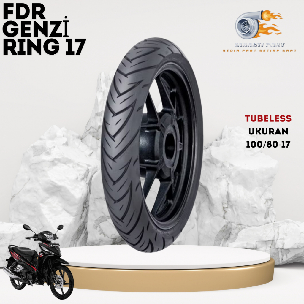 Ban Motor FDR GENZI Ring 17 Tubeless Ukuran 100/80-17 Cocok Untuk Motor Yamaha MX King, Honda Supra 