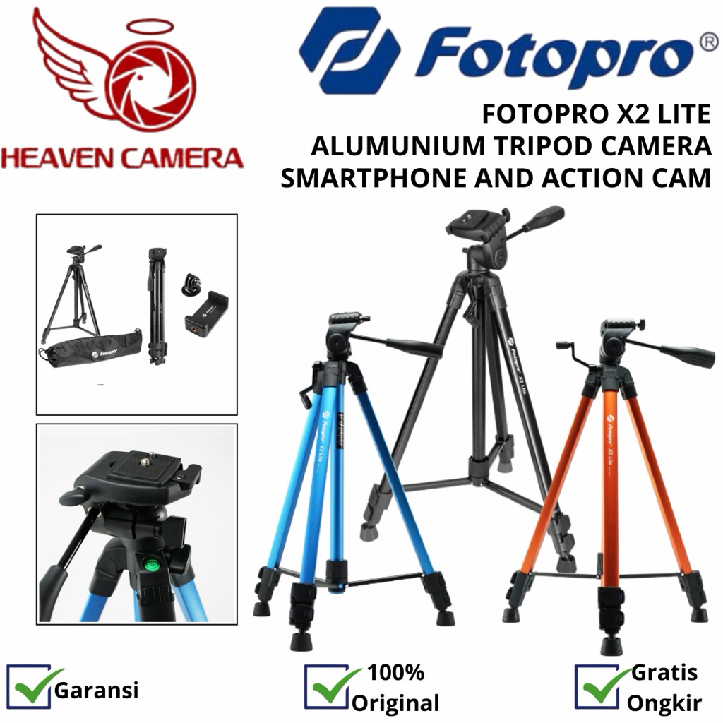 Fotopro X2 Lite Aluminium Tripod Kamera Smartphone Action Cam Tripod HP Garansi Resmi