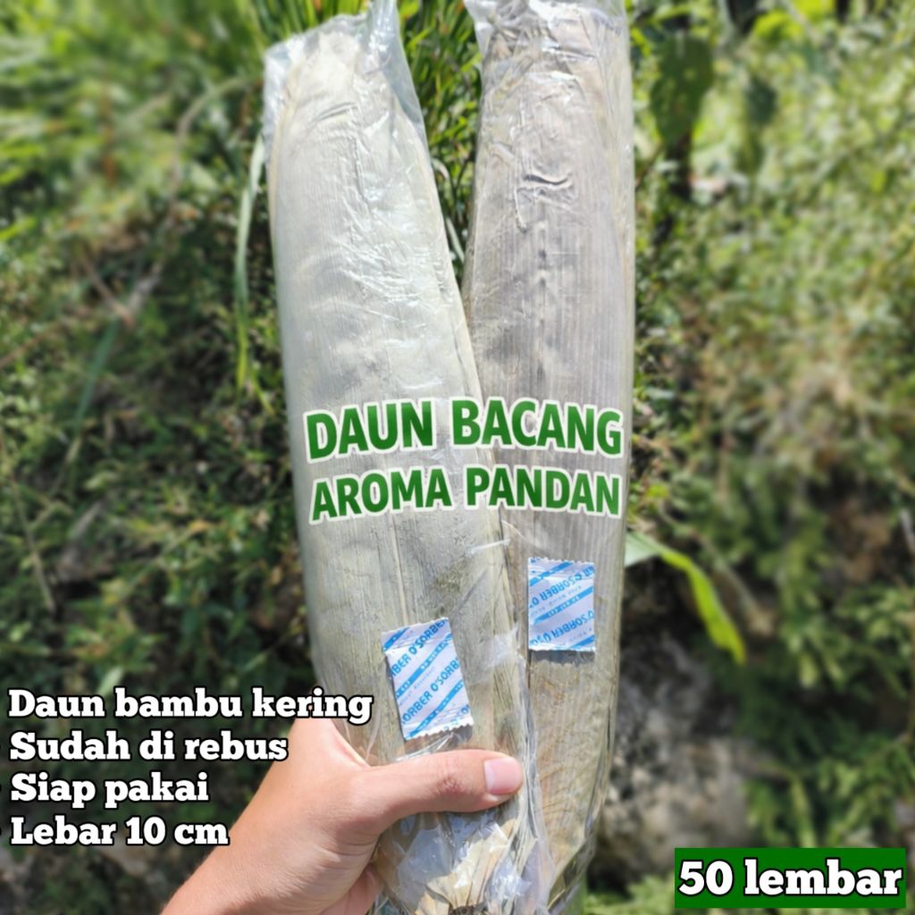 Daun Bacang Kering Aroma Pandan 50 Lembar Lebar 10 cm – Wangi Alami, Siap Pakai