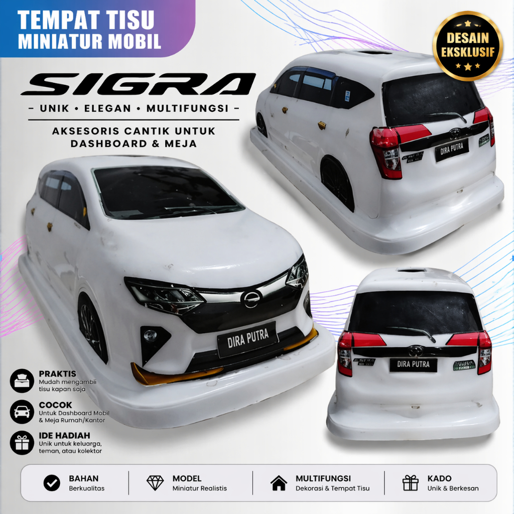 Tempat Tisu Mobil Miniatur Keren Aksesoris Interior Mobil Unik (New Sigra 1:16 )