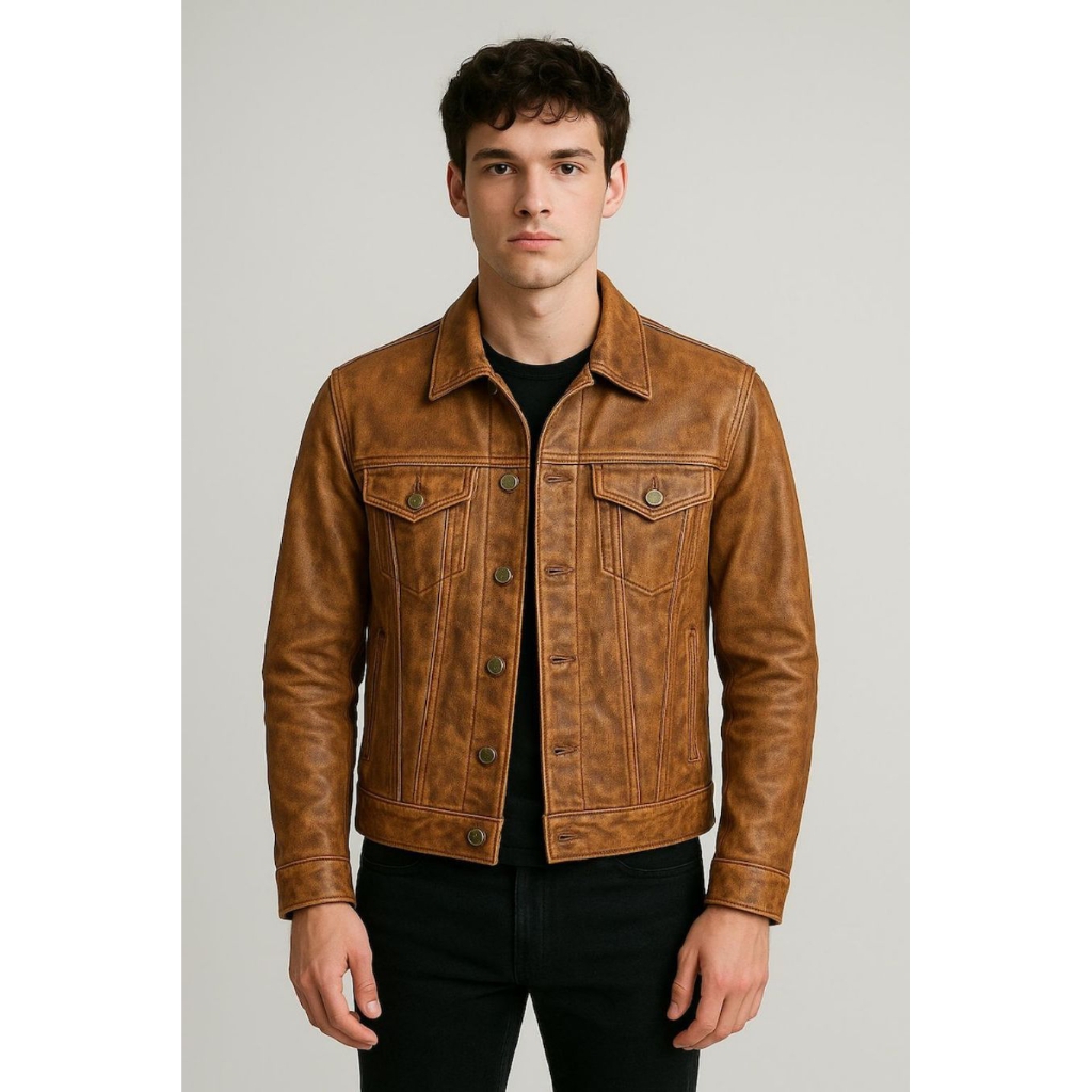 AVIREX Genuine Leather Trucker Jacket X Jaket Kulit Levis Schott Vanson Aero Leather Harley Davidson