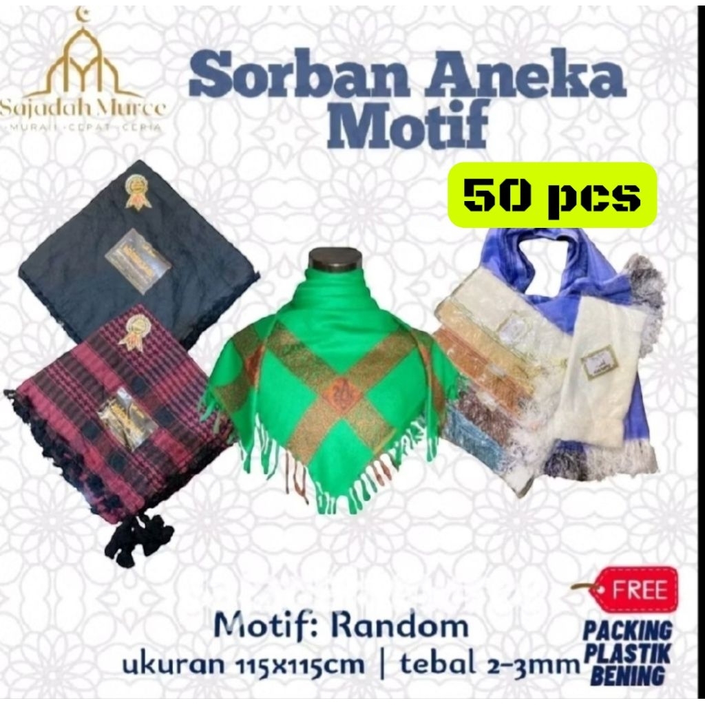 Paket 50 pcs Sorban Aneka Motif Asesoris penutup kepala pria