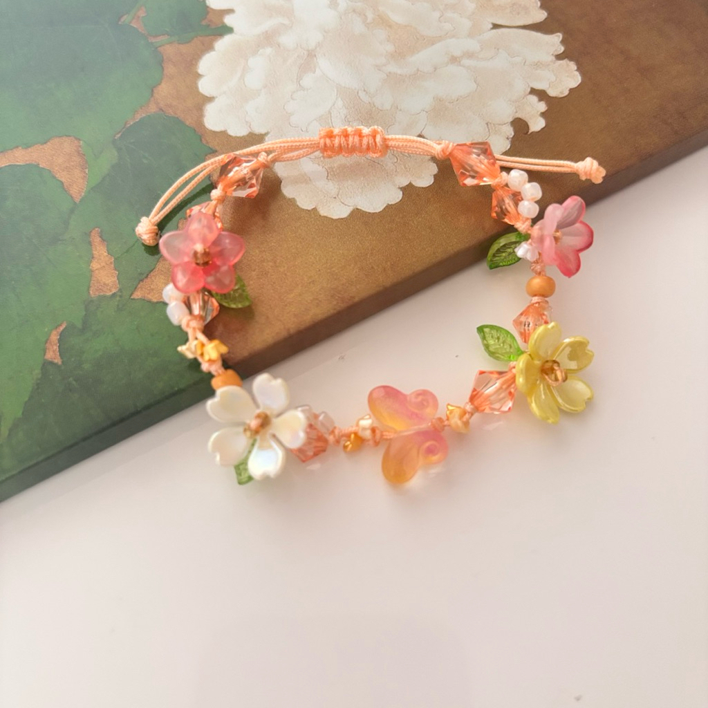 GELANG TANGAN MANIK WANITA KRISTAL BRACELET FAIRY BLOSEM  BUTERFLY/GELANG SERUT/GELANG KARET/GELANG 