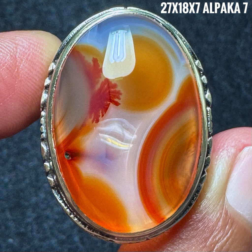 Cincin Batu Akik Natural Merah Putih (Asli Alam)