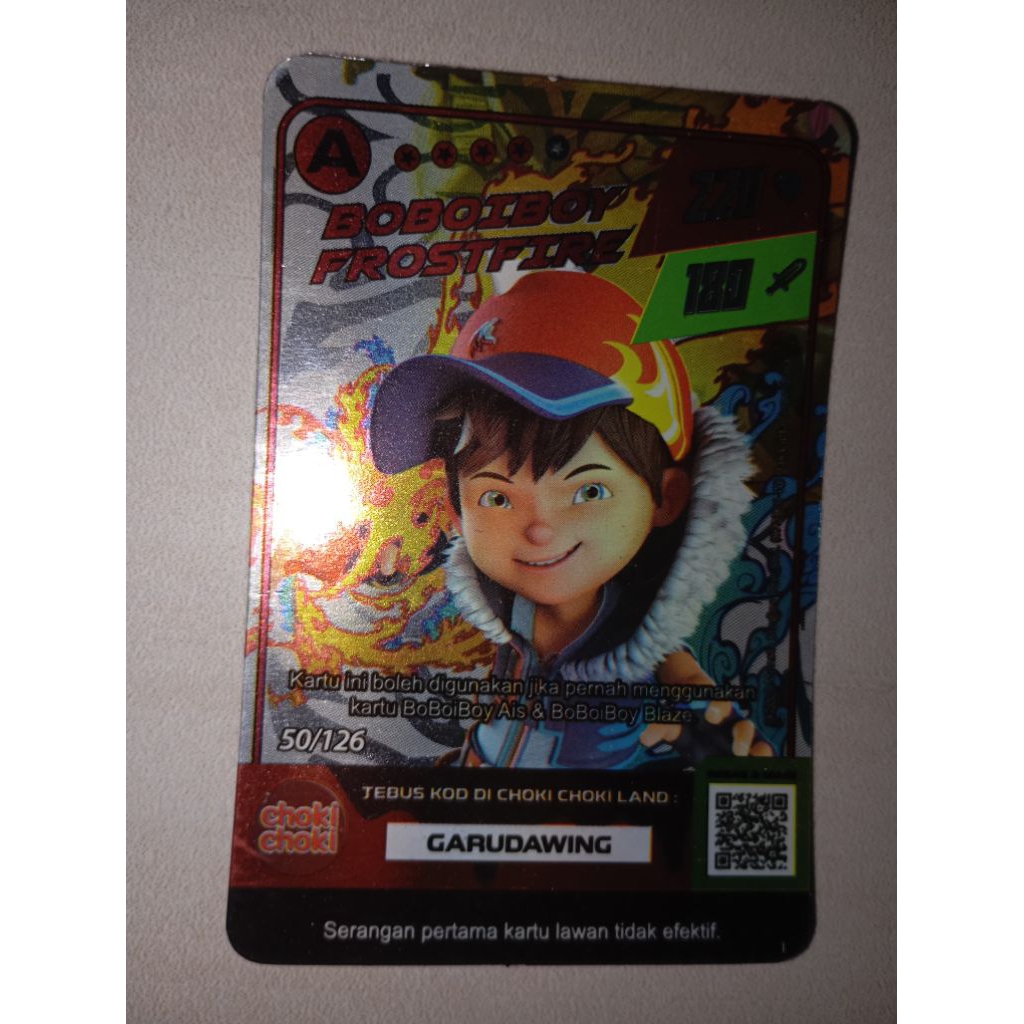 Boboiboy Frostfire [A] + Bonus 10 kartu biasa | Choki Choki Boboiboy Monsta Galaxy Card Hologram