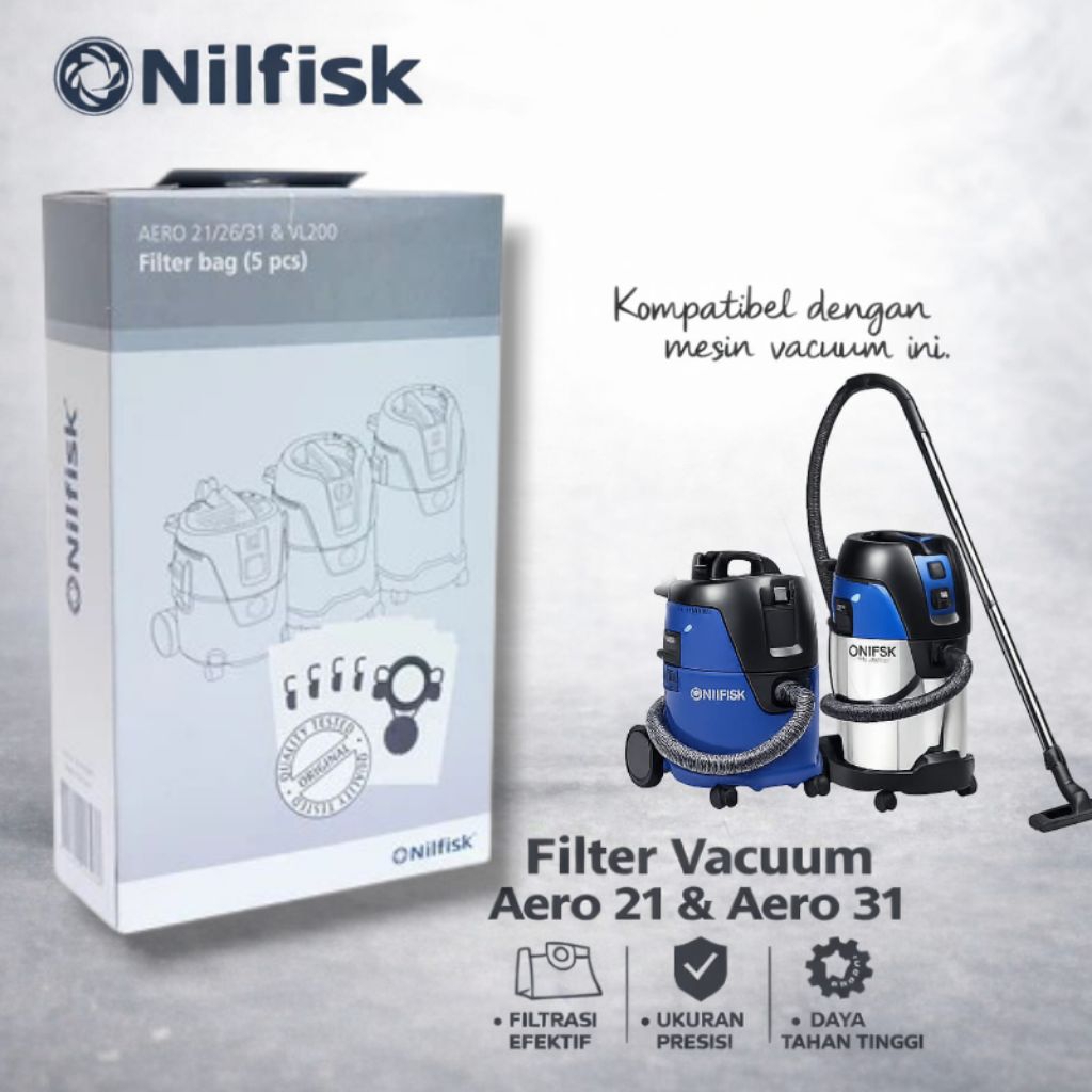 Filter vacuum Nilfisk, Kantong debu Nilfisk, Filter Aero 21, Filter aero 31, Filter vacuum aero Nilf