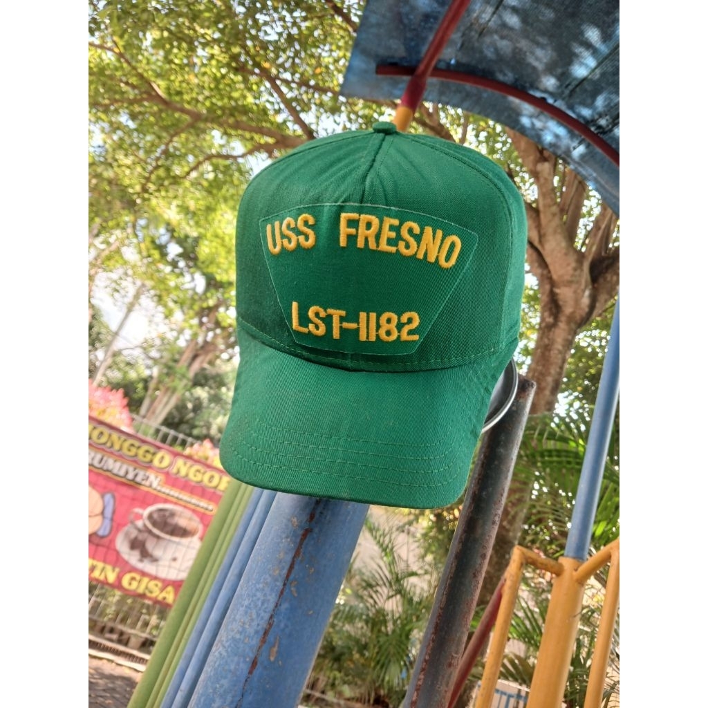 USS Fresno Vintage Snapback Hat ( Rare Green Colour )