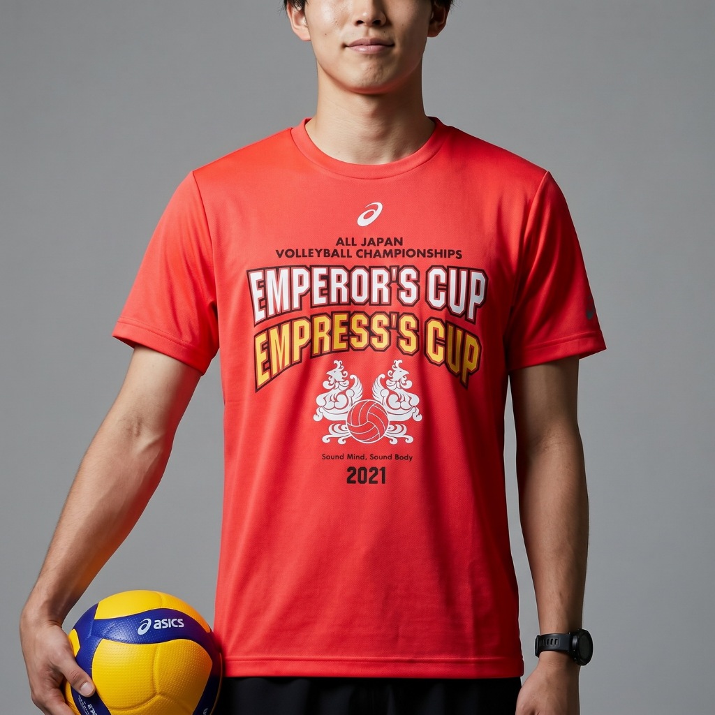 Jersey Voli ASICS Japan Championships Kaos Volley Pria Wanita Size M-L
