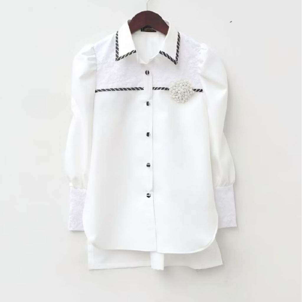 RumahHijab - Blus Polos Kombinasi Brukat - Baju Batik wanita Modern