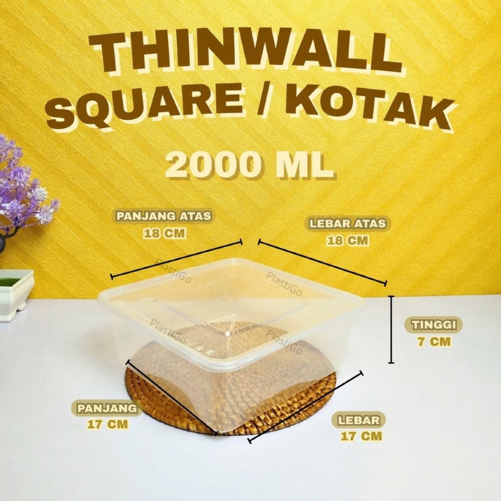[Isi 25] Thinwall Square - Thinwall Kotak Besar / Thinwall Persegi 2000ml