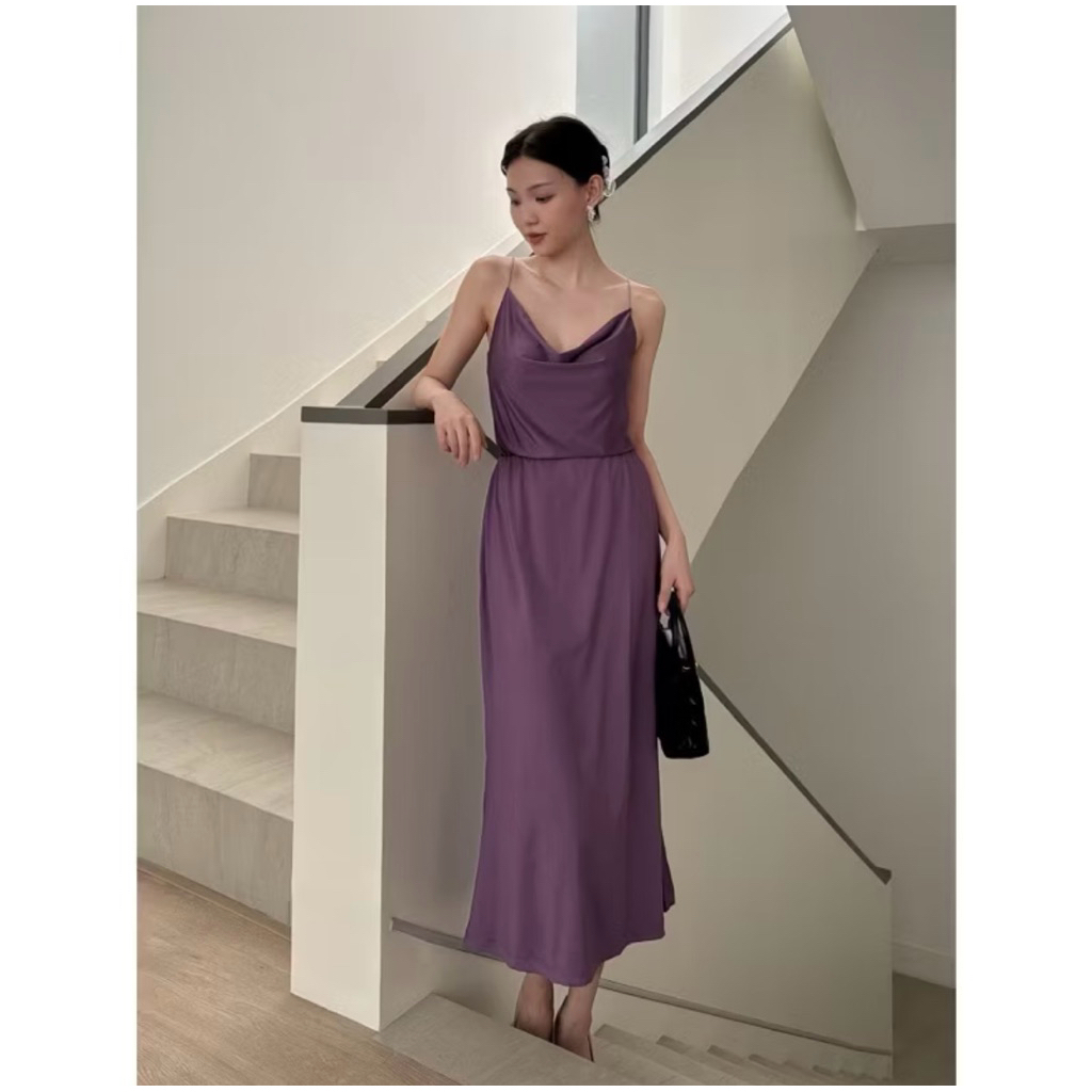 SET LILAC DRESS SATIN PRELOVED PARTY DRESS