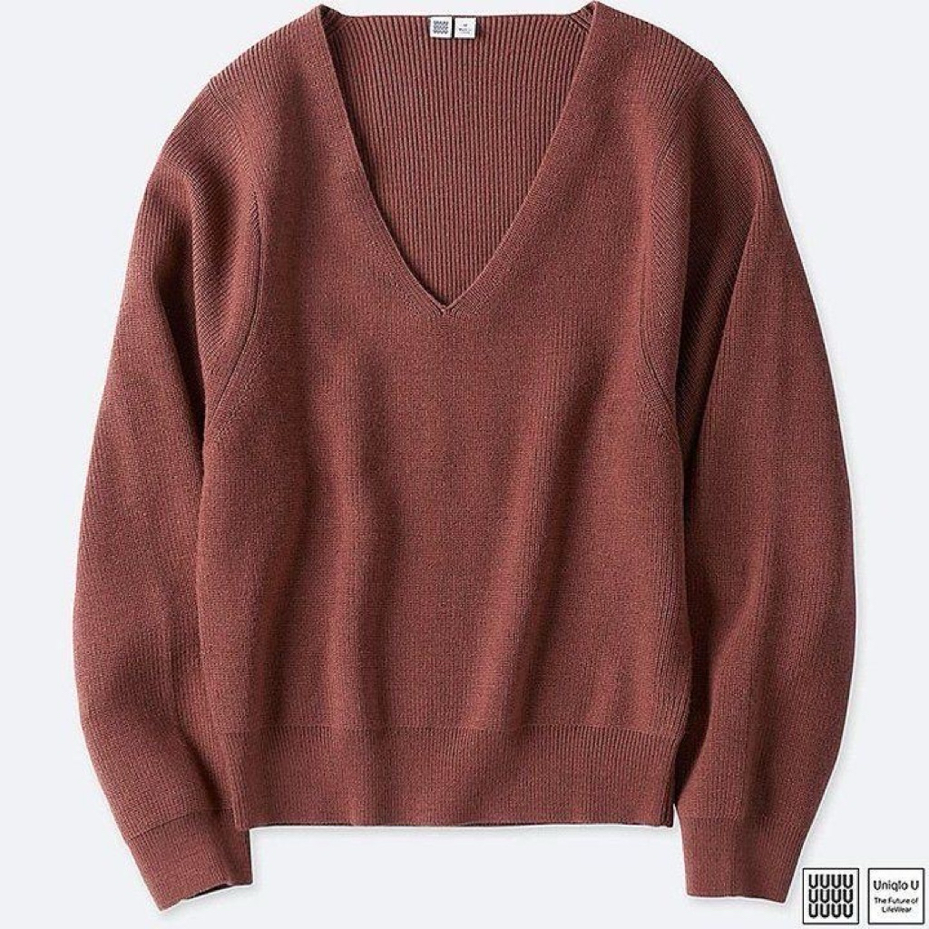 JUAL MURAH V Neck Long Sleeve Sweater Uniqlo U | Sweater Lembut V Neck Uniqlo