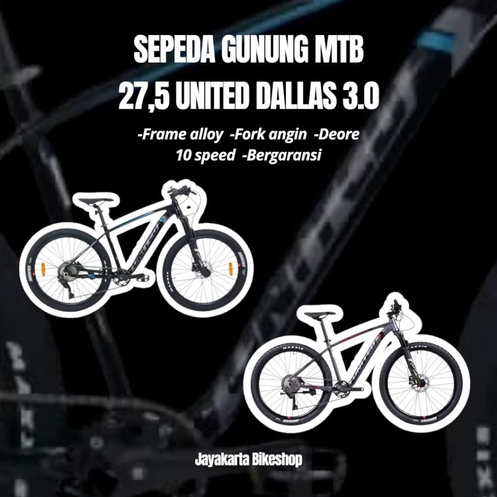 SEPEDA GUNUNG MTB 27.5 UNITED DALLAS 3.0 | 27.5 INCH MOUNTAIN BIKE DEWASA ORIGINAL DAN BERGARANSI