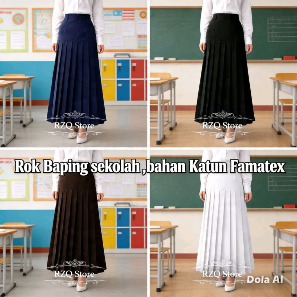 Rok Sekolah Baping Bawah Pinggang Rempel Bawah Kecil atau Rok Bandung Untuk SMP dan SMA