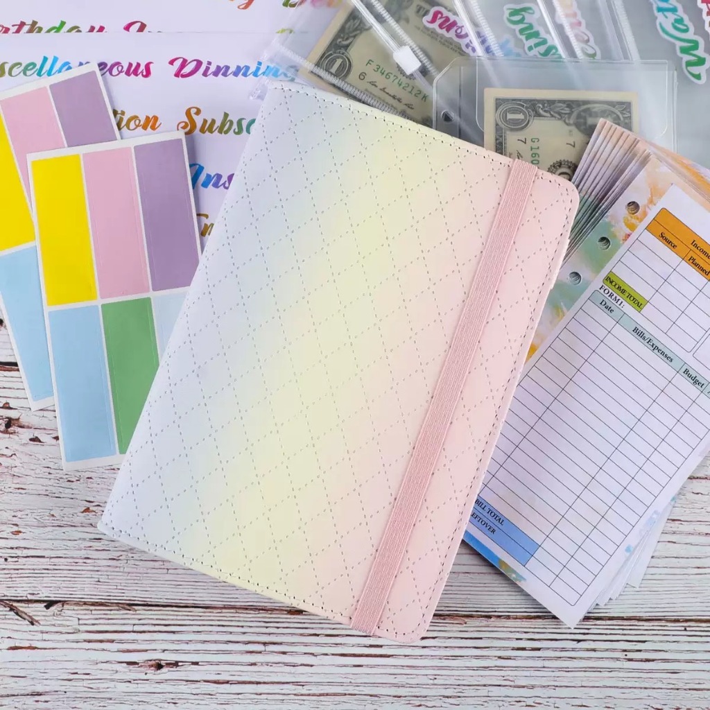 Binder Diamond Pastel A6 Tone Warna Gradasi Korean Aesthetic Binder Binder Keuangan A6