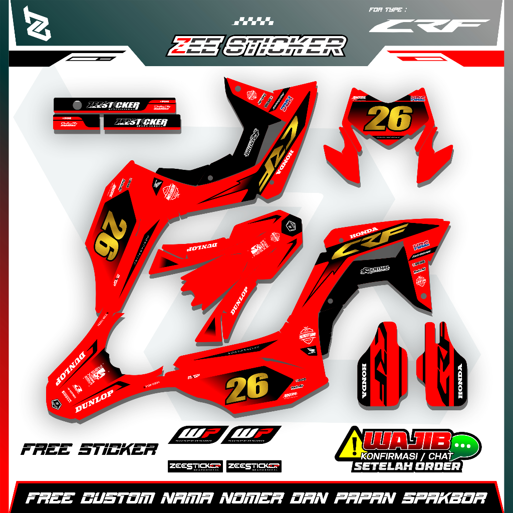 DECAL CRF 150 L CUSTOM KOMBINASI GOLD VARIASI GLOSSY HOLOGRAM CHROME BY ZEESTICKER