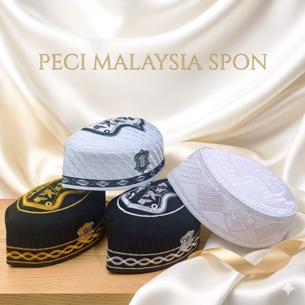 Peci MALAYSIA TEROMPAH SPON LOKAL murah , Kopiah Terompah Nabi , Songkok Dewasa Terompah , Kopiah Ma