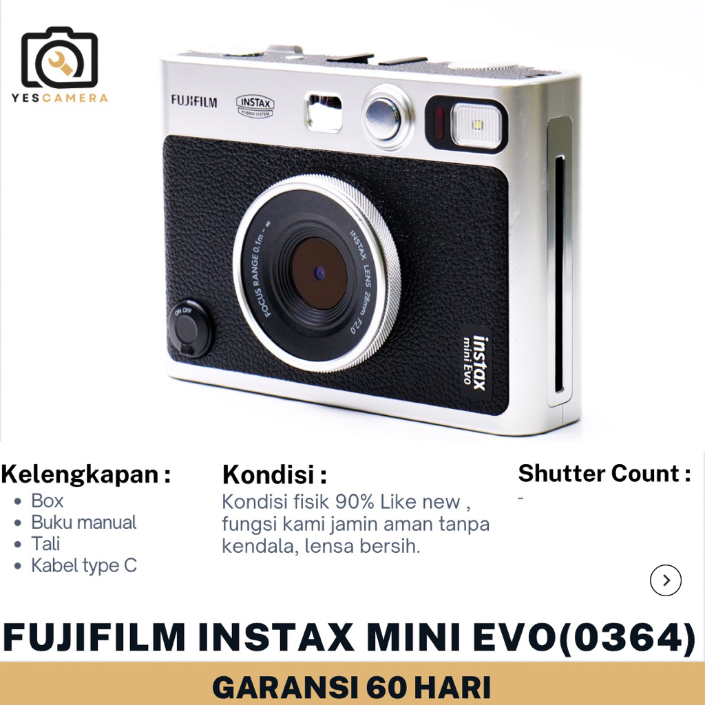 Fujifilm Instax Mini Evo (Bekas) - Hybrid Instant Kamera And Printer Smartphone - Fullset(0364)