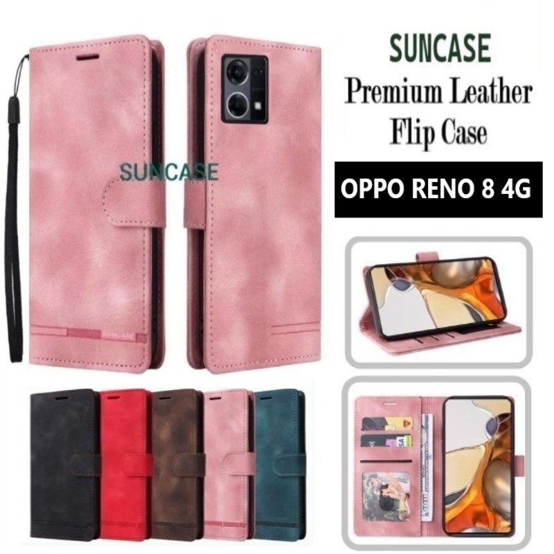 Casing hp OPPO RENO 8 4G model flip dompet softcase premium ada tali