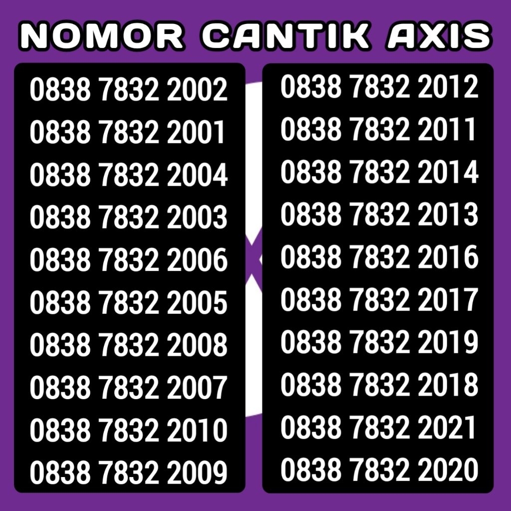 NOMOR CANTIK AXIS 7832 TAHUN KARTU PERDANA